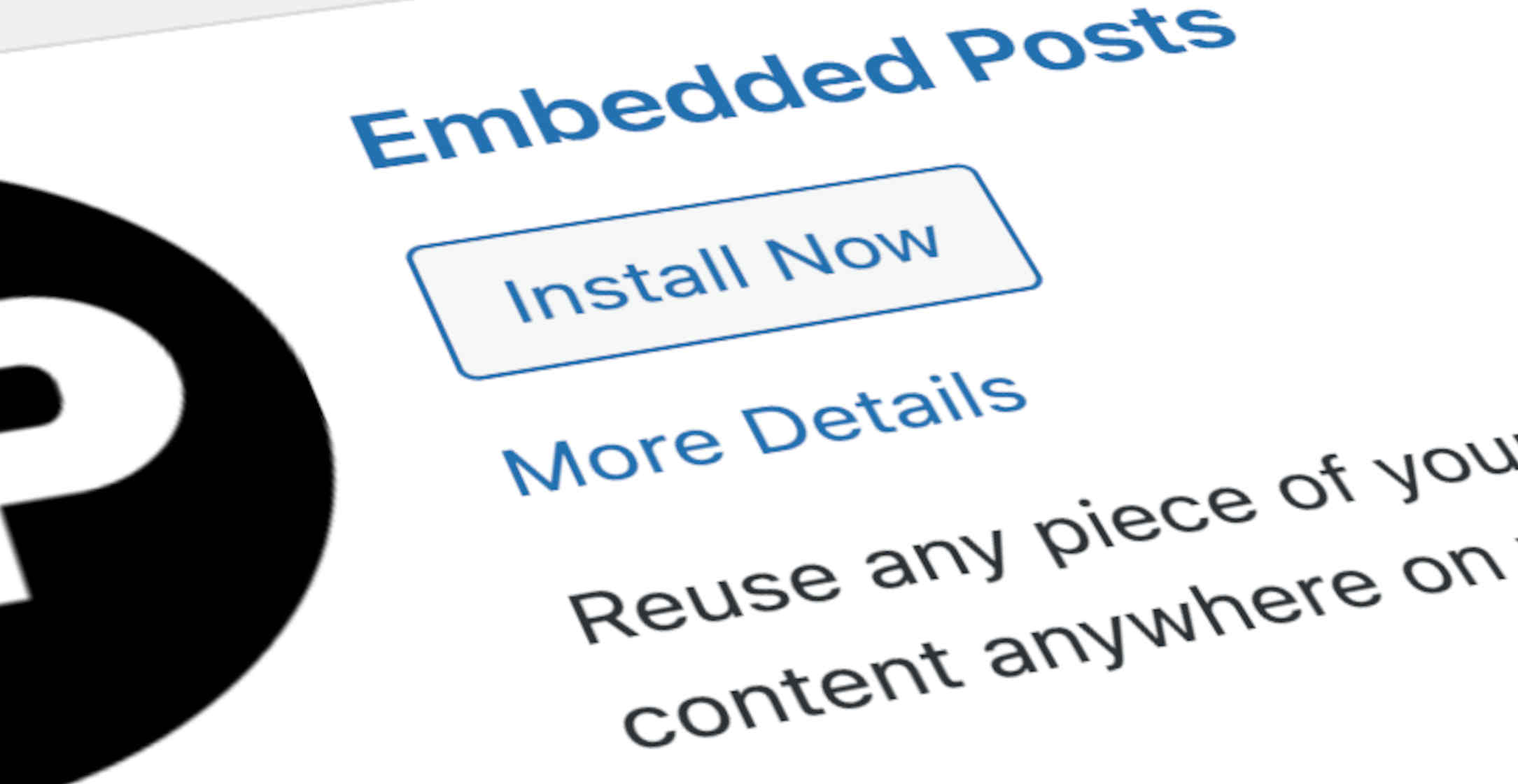 Stylised screenshot of Install page for Embedded Posts