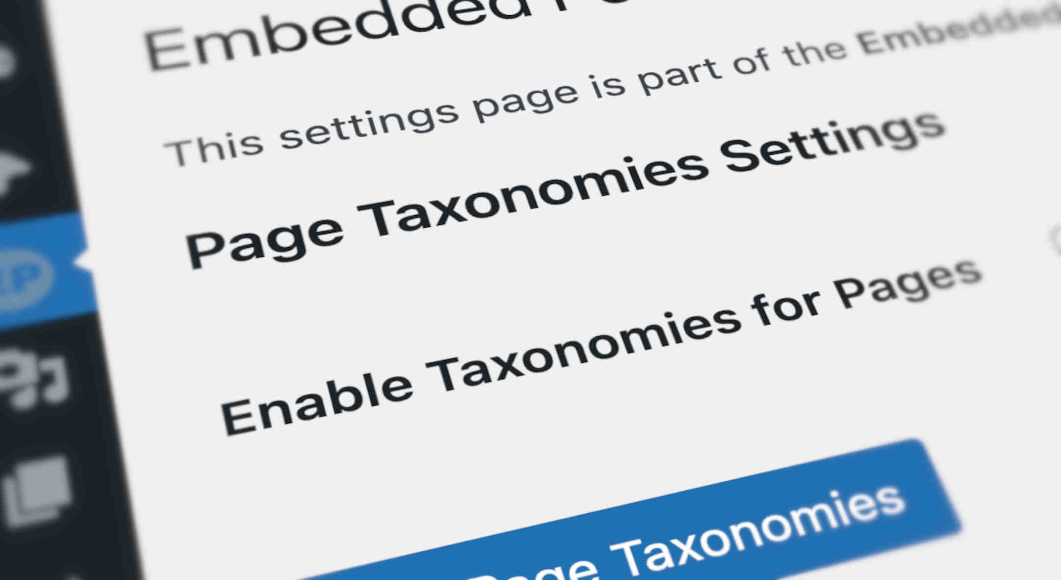 Stylised screenshot of Taxonomies settings for Embedded Posts